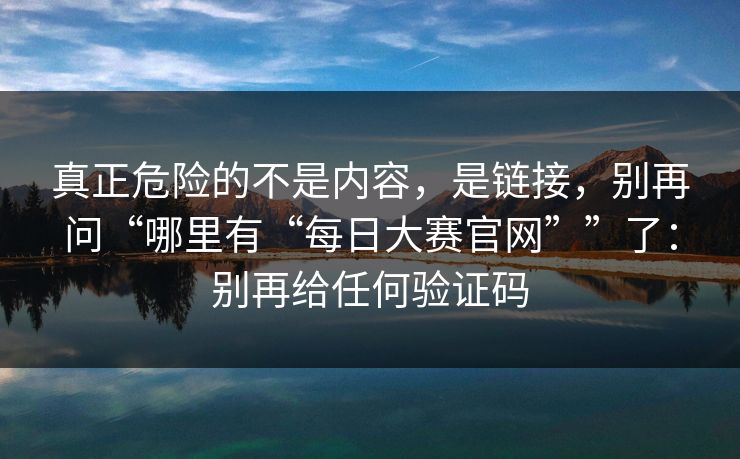 真正危险的不是内容，是链接，别再问“哪里有“每日大赛官网””了：别再给任何验证码