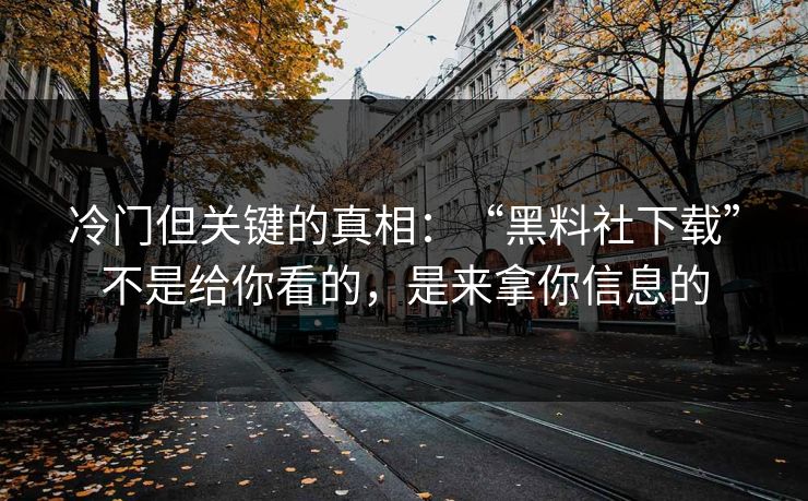 冷门但关键的真相：“黑料社下载”不是给你看的，是来拿你信息的