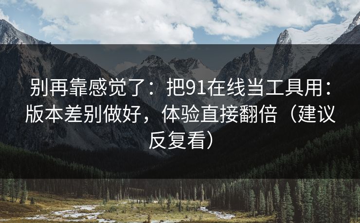 别再靠感觉了：把91在线当工具用：版本差别做好，体验直接翻倍（建议反复看）