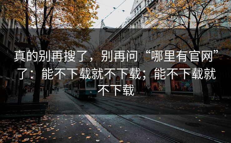真的别再搜了，别再问“哪里有官网”了：能不下载就不下载；能不下载就不下载