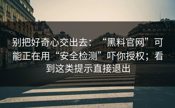 别把好奇心交出去：“黑料官网”可能正在用“安全检测”吓你授权；看到这类提示直接退出