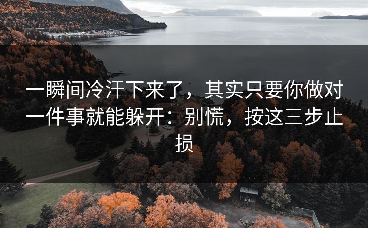 一瞬间冷汗下来了，其实只要你做对一件事就能躲开：别慌，按这三步止损