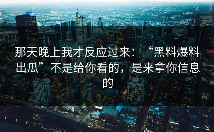 那天晚上我才反应过来：“黑料爆料出瓜”不是给你看的，是来拿你信息的