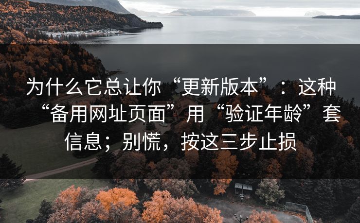 为什么它总让你“更新版本”：这种“备用网址页面”用“验证年龄”套信息；别慌，按这三步止损