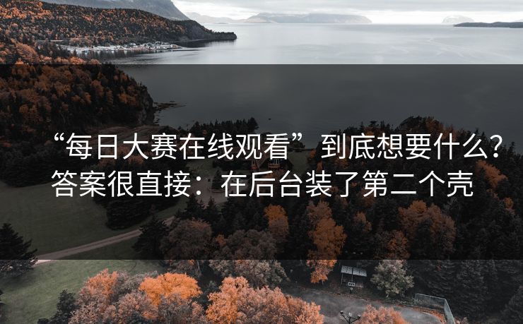 “每日大赛在线观看”到底想要什么？答案很直接：在后台装了第二个壳