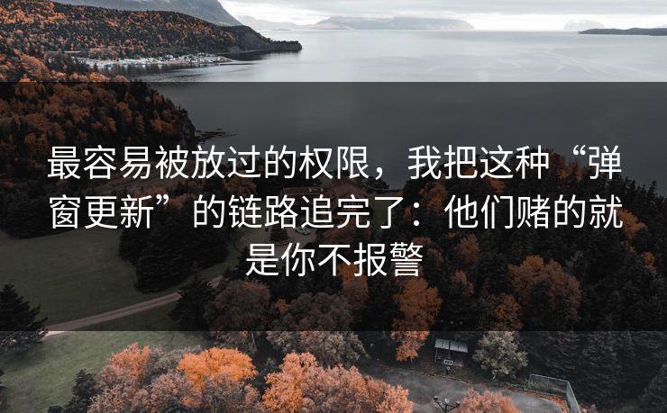 最容易被放过的权限，我把这种“弹窗更新”的链路追完了：他们赌的就是你不报警