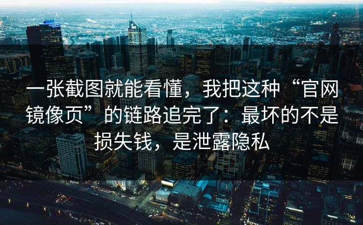 一张截图就能看懂，我把这种“官网镜像页”的链路追完了：最坏的不是损失钱，是泄露隐私