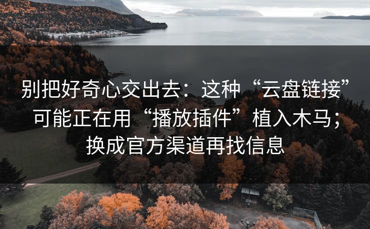别把好奇心交出去：这种“云盘链接”可能正在用“播放插件”植入木马；换成官方渠道再找信息