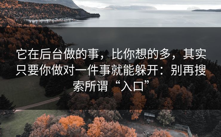 它在后台做的事，比你想的多，其实只要你做对一件事就能躲开：别再搜索所谓“入口”