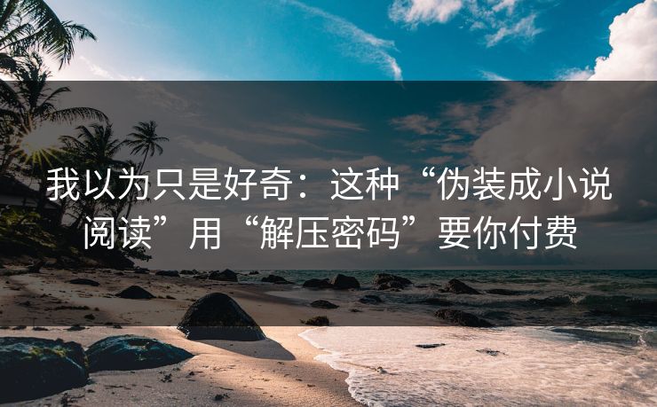 我以为只是好奇：这种“伪装成小说阅读”用“解压密码”要你付费
